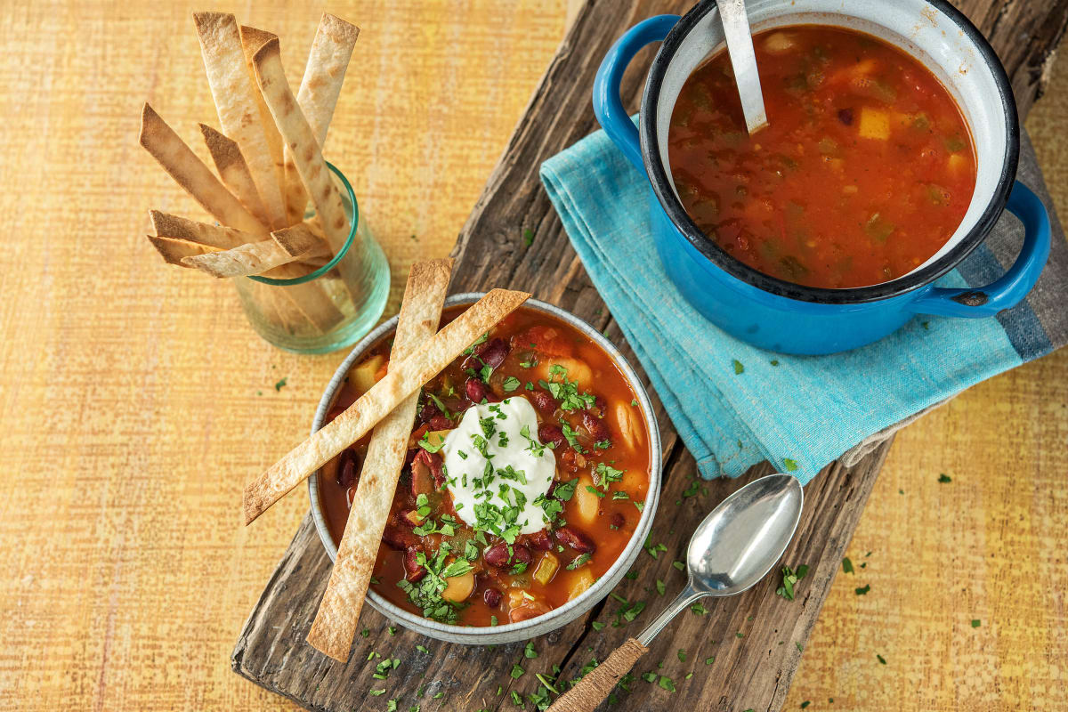 Mexikanische Suppe mit Bohnen