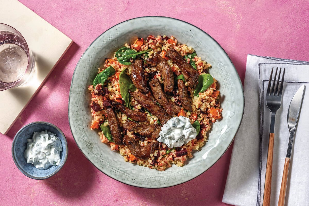 Easy Middle Eastern Beef & Bulgur Bowl