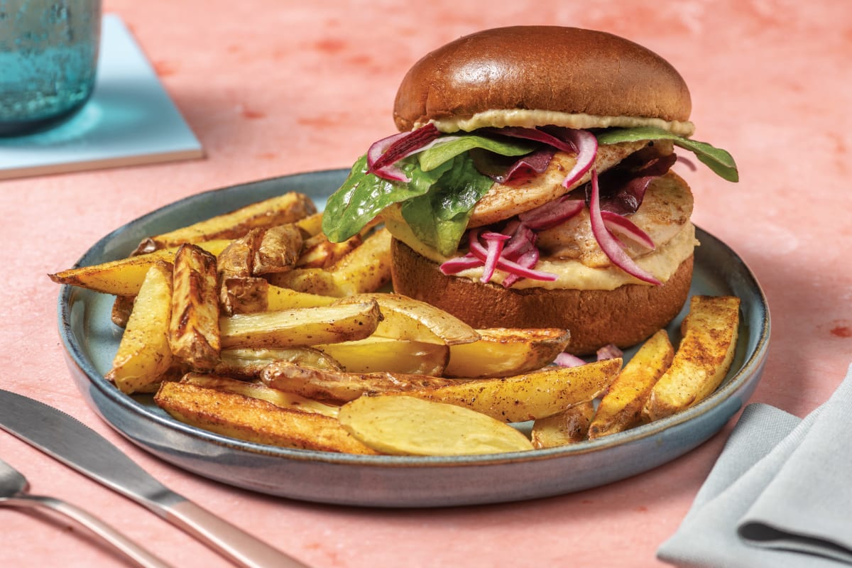 Middle Eastern Chicken Burger & Zesty Fries