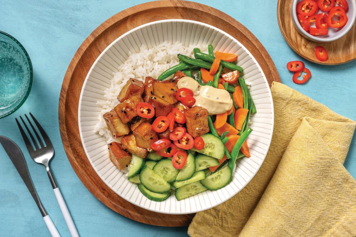 Miso-Glazed Tofu & Garlic Rice