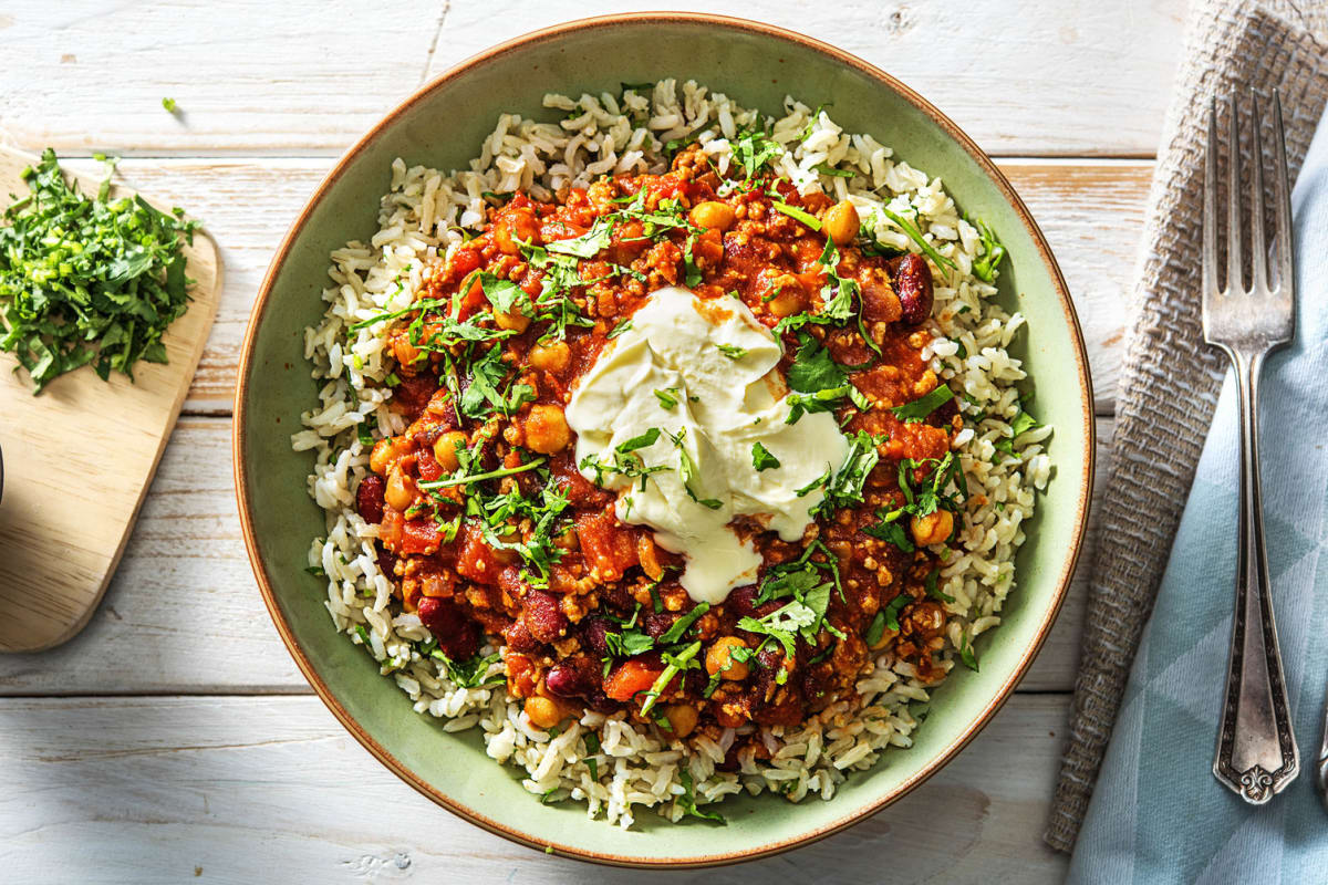 Chili au dinde et aux haricots mélangés