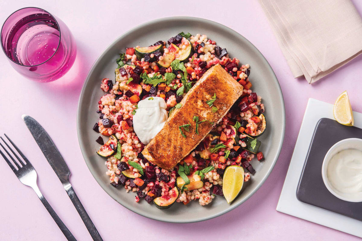 Moroccan-Spiced Salmon & Pearl Couscous