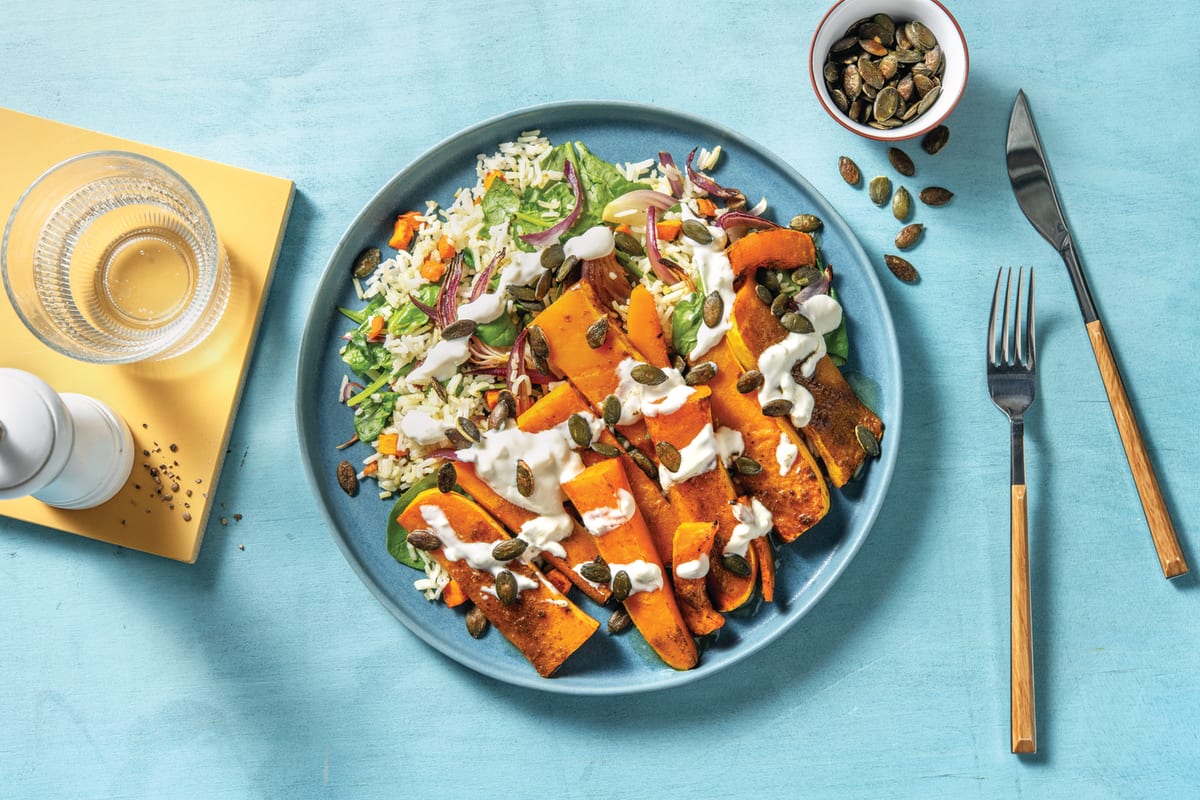 Moroccan-Style Pumpkin & Garlic-Fetta Yoghurt