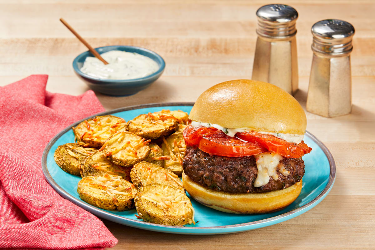 Mozz Stuffed Caprese Burgers Recipe Hellofresh