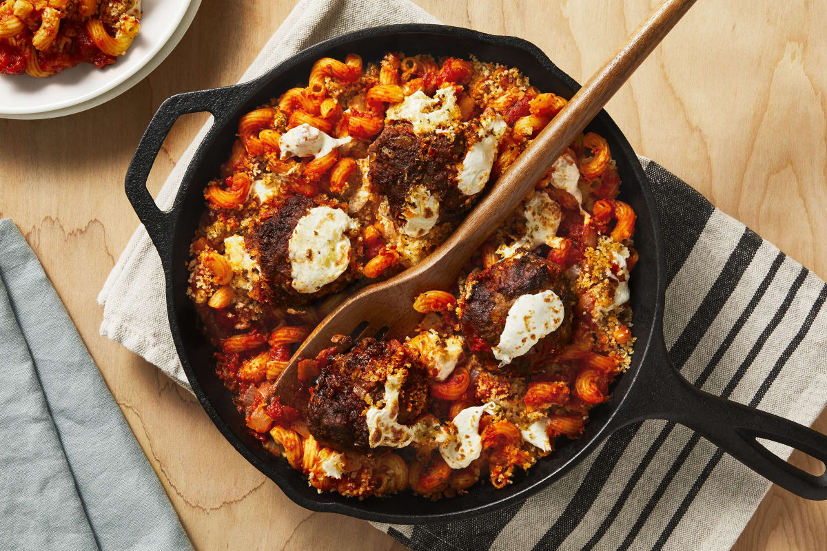 Mozzarella-Stuffed Meatball Bake