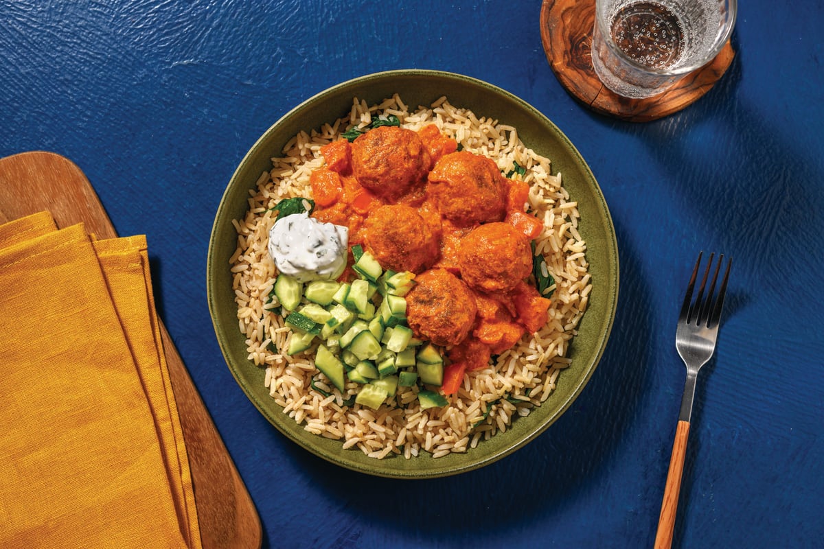 Mumbai Chicken Meatballs & Brown Rice