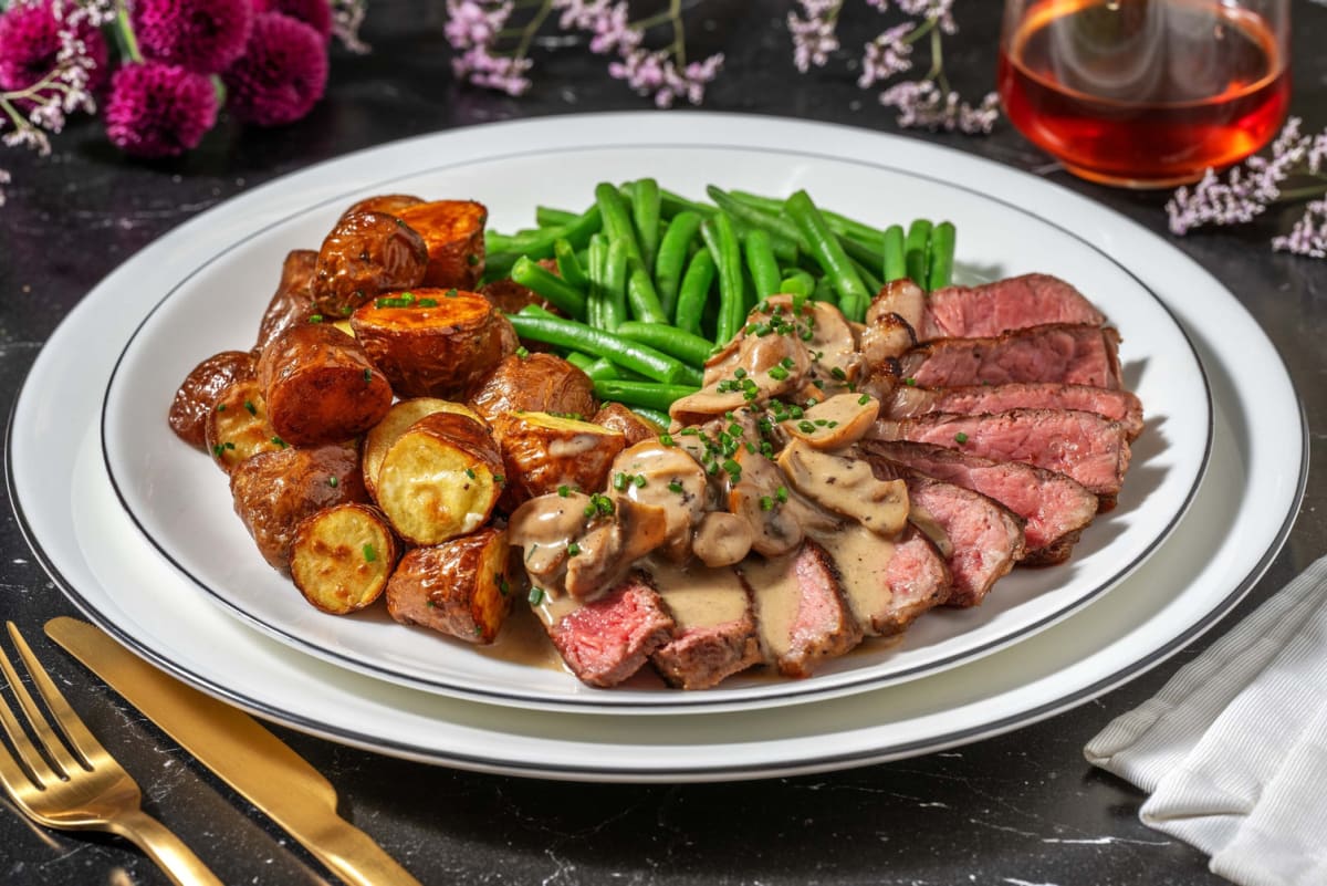 Steak Diane aux champignons