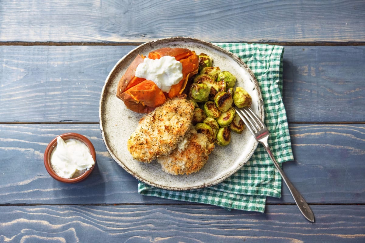 Mustard-Breaded Chicken Thighs