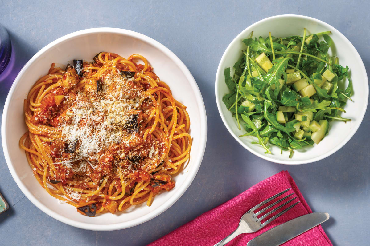 Nan's Roasted Eggplant Spaghetti