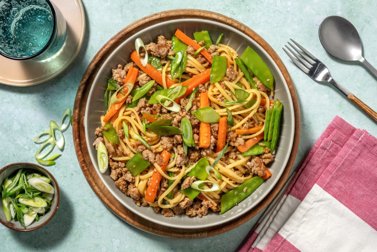 Caramelized Honey-Garlic Tofu and Noodles