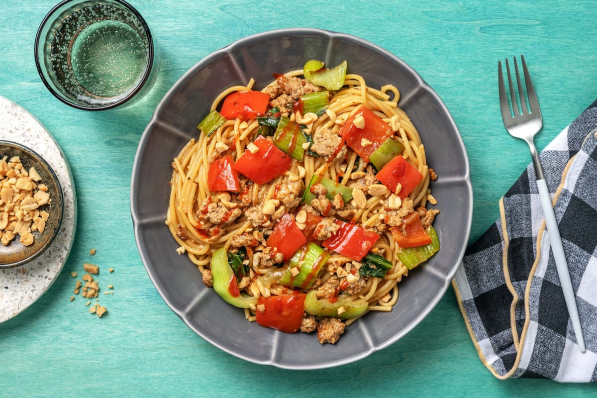 Spicy Pork and Peanut Dragon Noodles