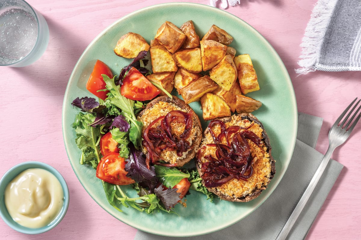 Chargrilled Capsicum-Stuffed Mushrooms