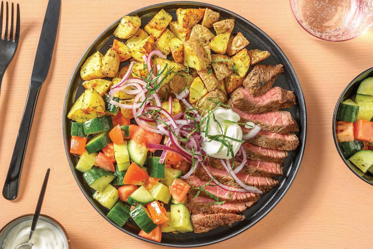 NZ Greek Beef Steak & Oregano Potatoes