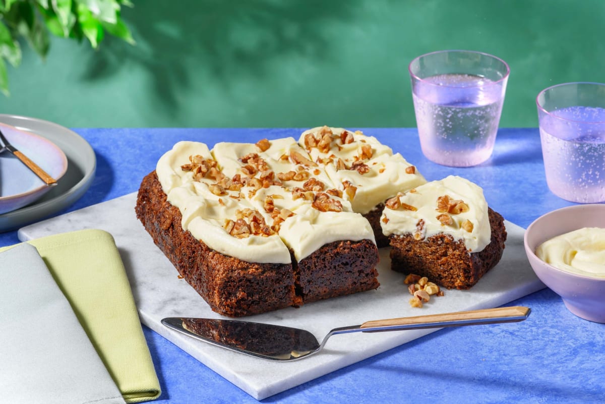 Frosted Walnut Snacking Cake