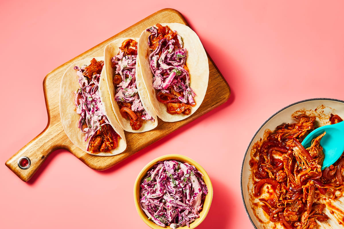 One-Pan BBQ Pulled Chicken Tacos