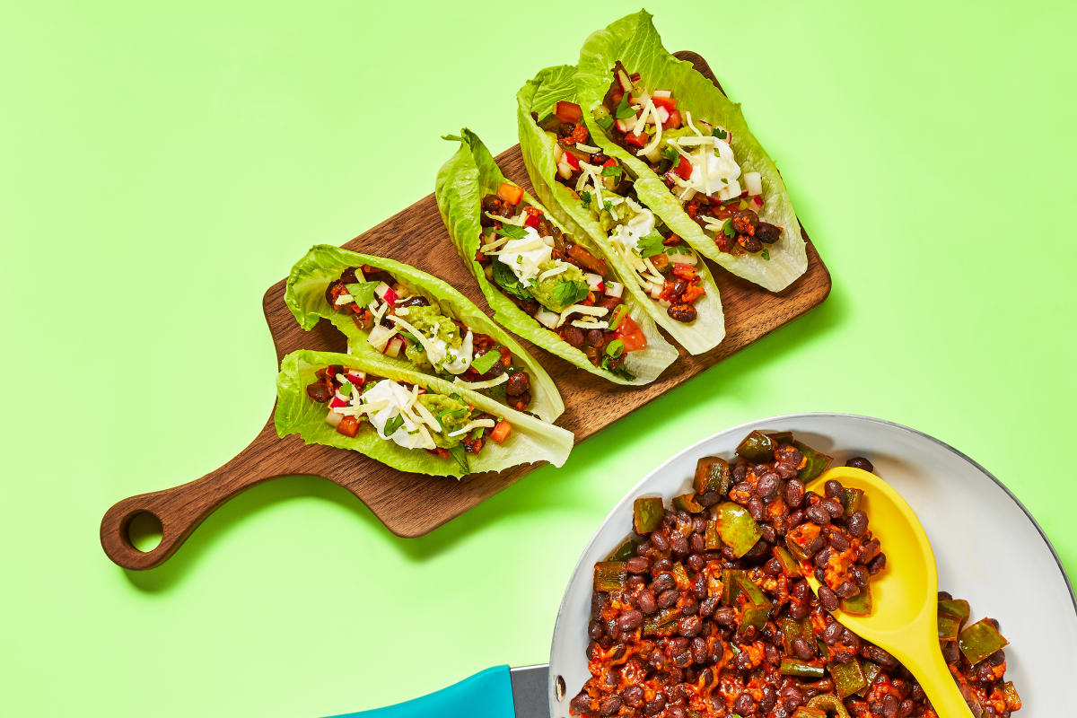 One-Pan Bean & Poblano Lettuce Wraps