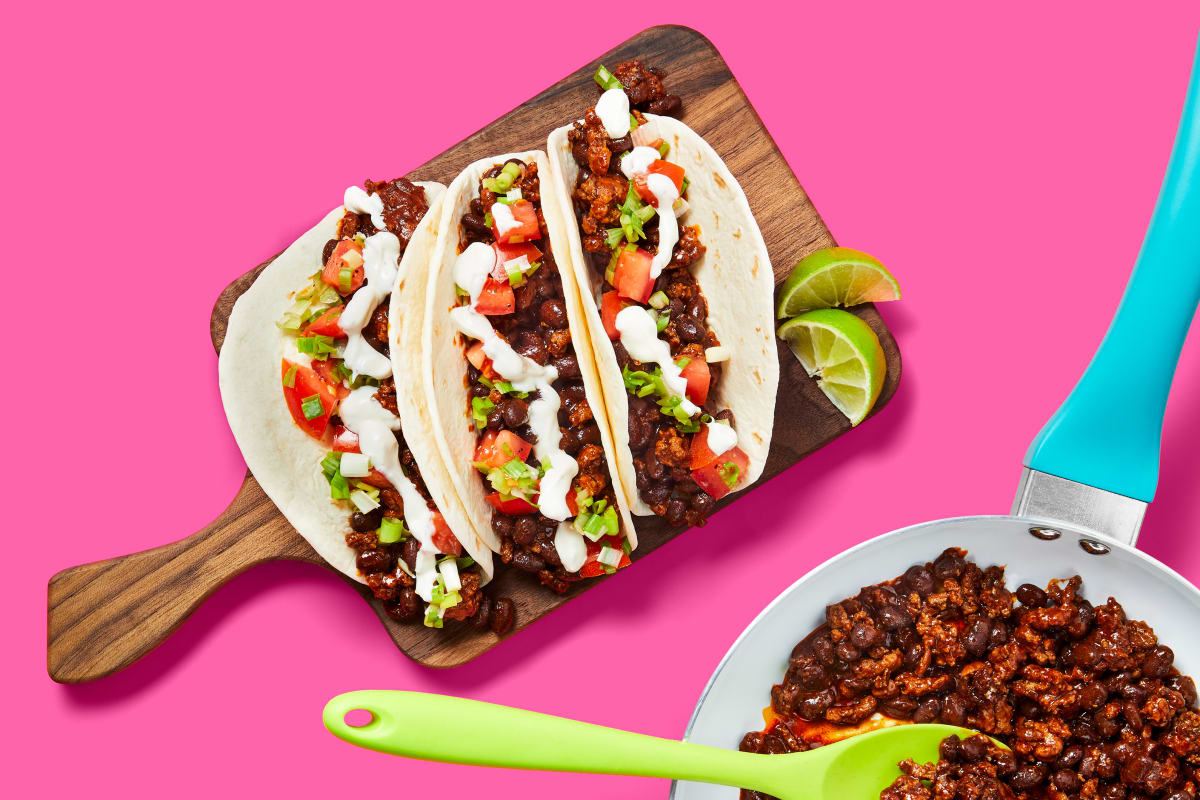 One-Pan Beefy Black Bean Tacos