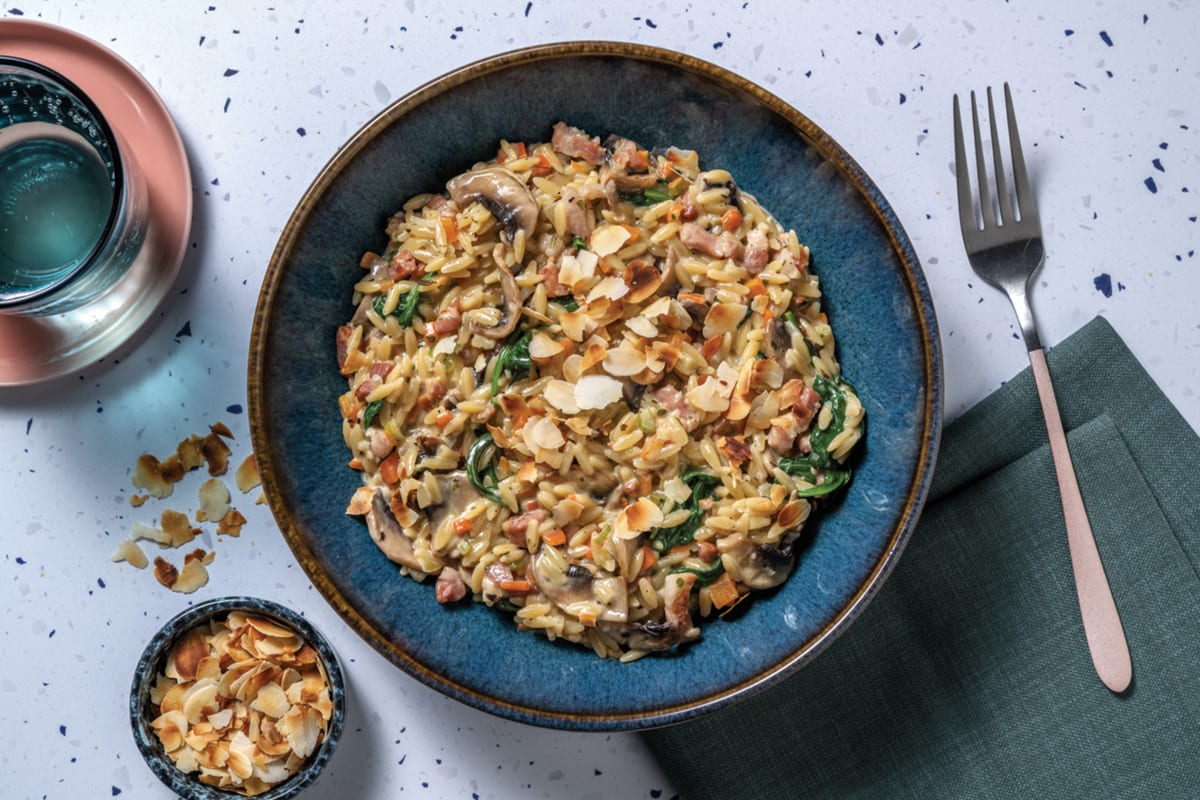 One-Pan Creamy Bacon & Mushroom Risoni