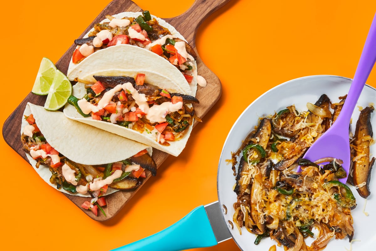 One-Pan Portobello & Poblano Fajitas