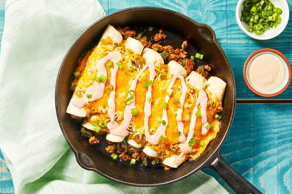 One-Pan Turkey Enchiladas Verdes