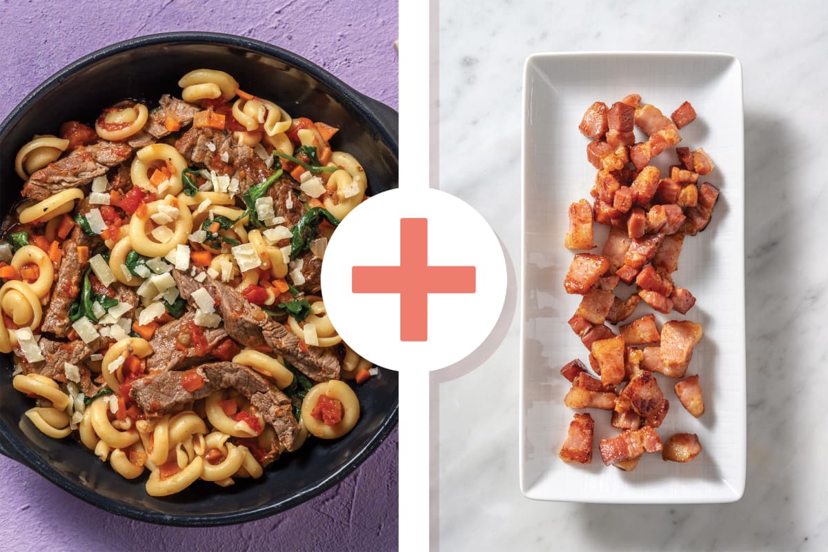 One-Pot Beef & Bacon Tomato Orecchiette