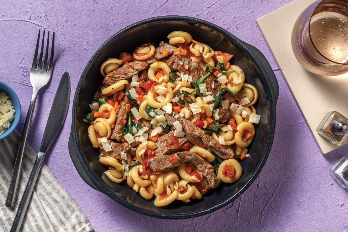 One-Pot Beef & Tomato Orecchiette