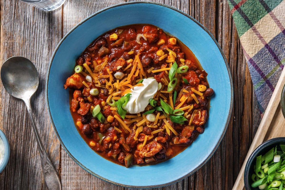 Chili au poulet et aux haricots noirs