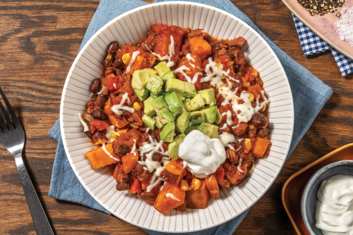 One-Pot Black Bean, Kumara & Chipotle Chilli