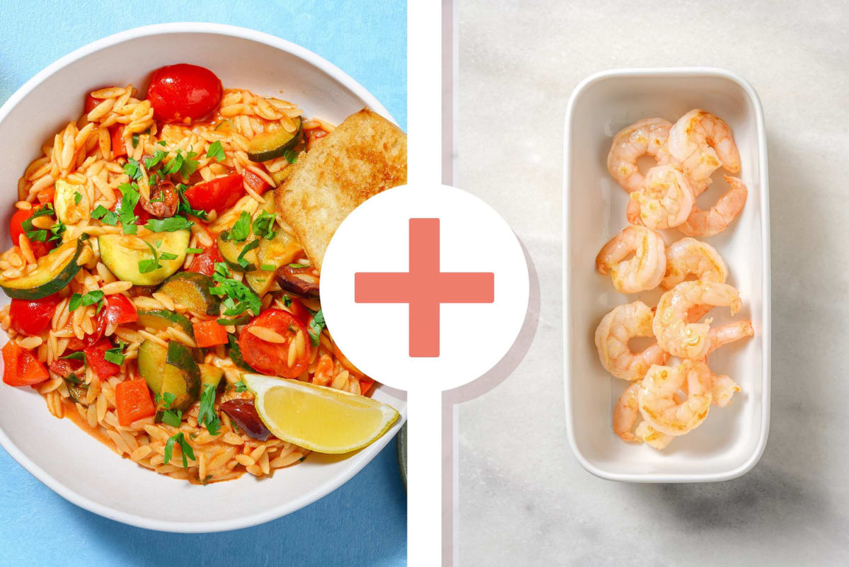 Mediterranean-Style Bocconcini and Shrimp Orzo