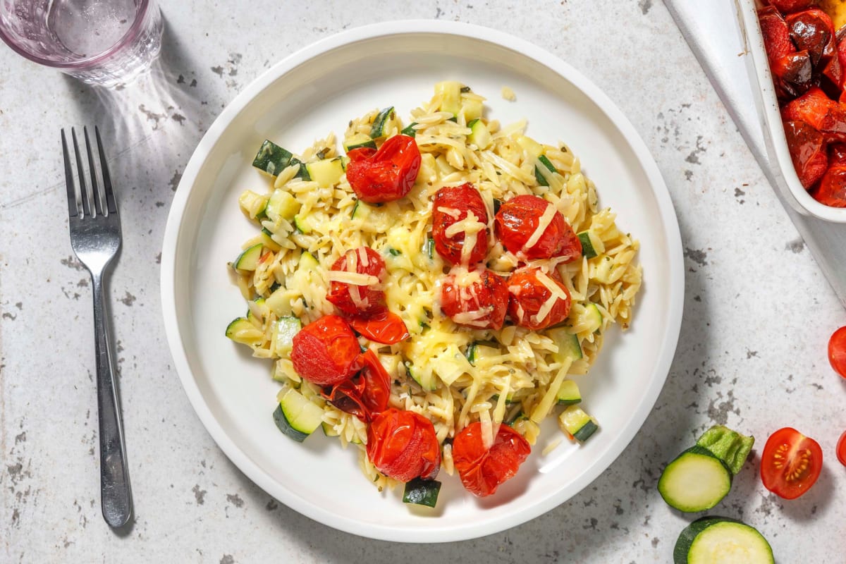 Orzo met mini-romatomaten uit de oven