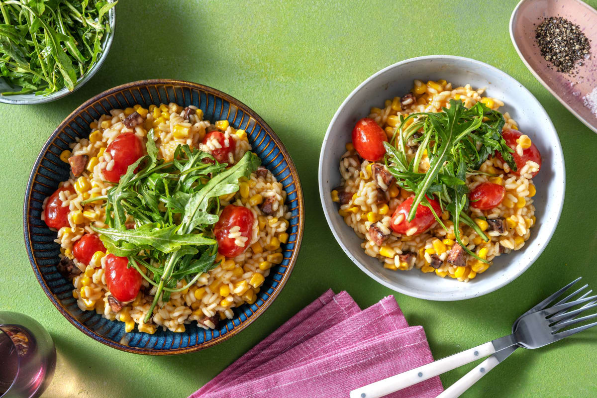 Oven-Baked Chorizo and Sweetcorn Risotto
