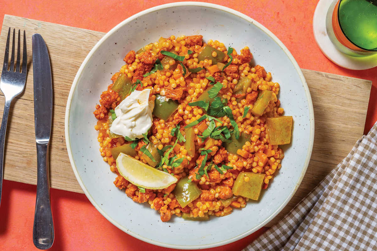 Paella-Style Chorizo Pearl Couscous