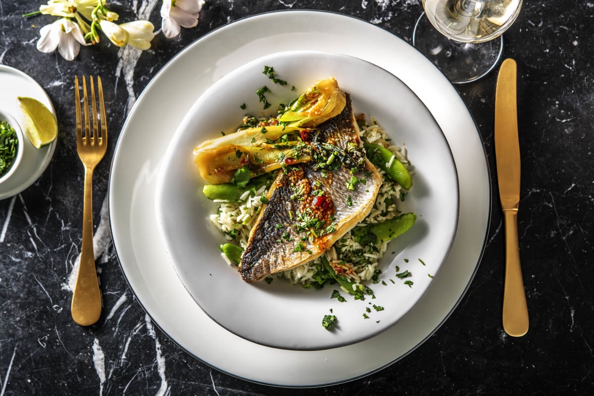Pan-Fried Bream and Zesty Coriander Rice