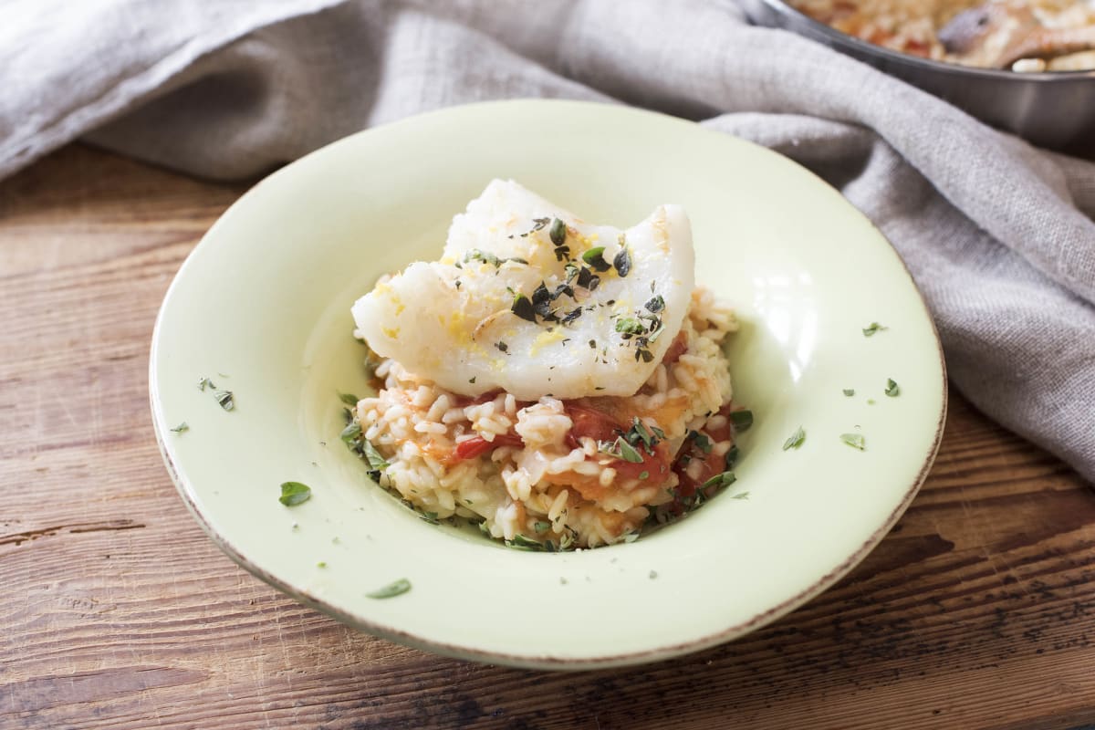 Pan Fried Cod with Roasted Tomatoes