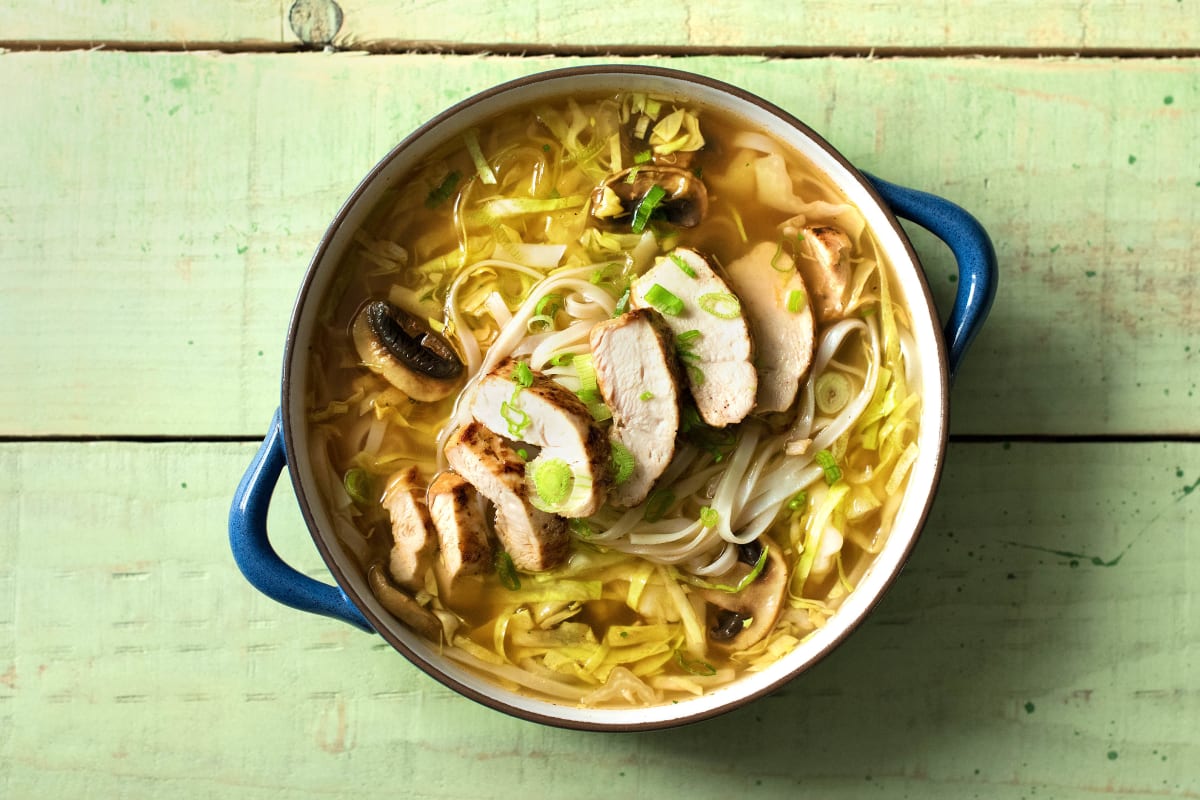 Pan-Fried Limey Chicken with Healthy Noodle Broth