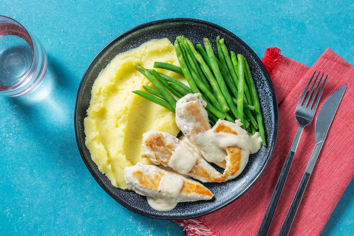 Filets de poulet poêlés et crème au raifort