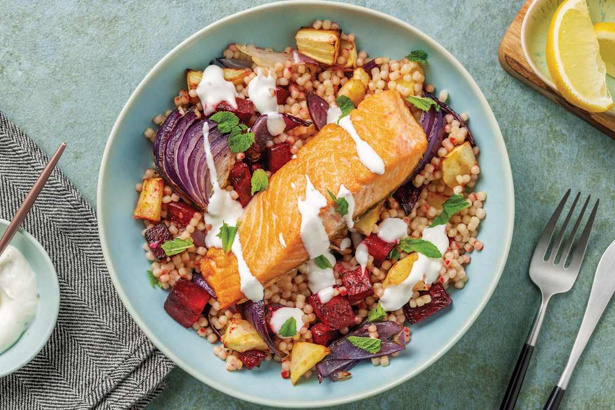 Pan-Seared Salmon & Veggie Couscous