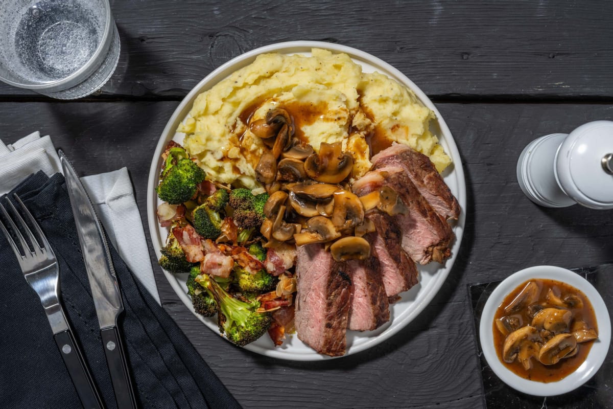 Pan-Seared Steaks and Mushroom Gravy