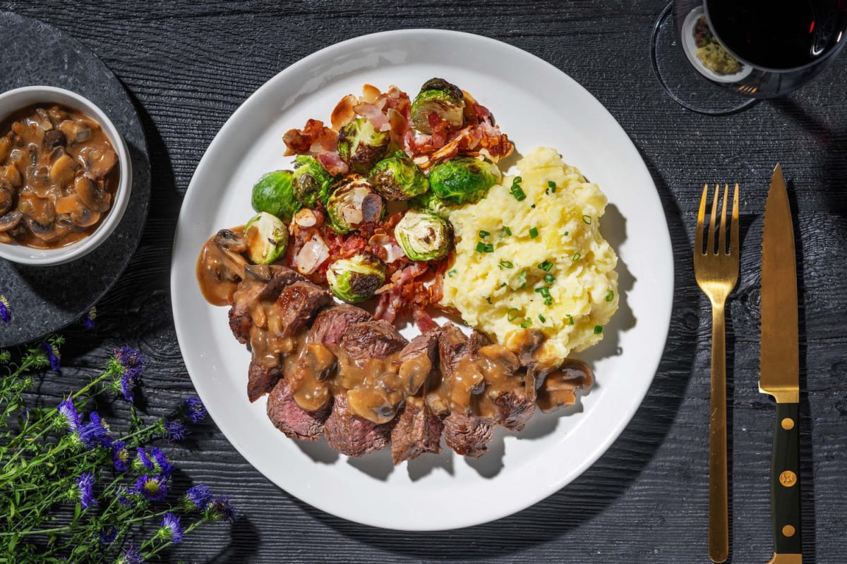 Pan-Seared Steaks and Mushroom Gravy