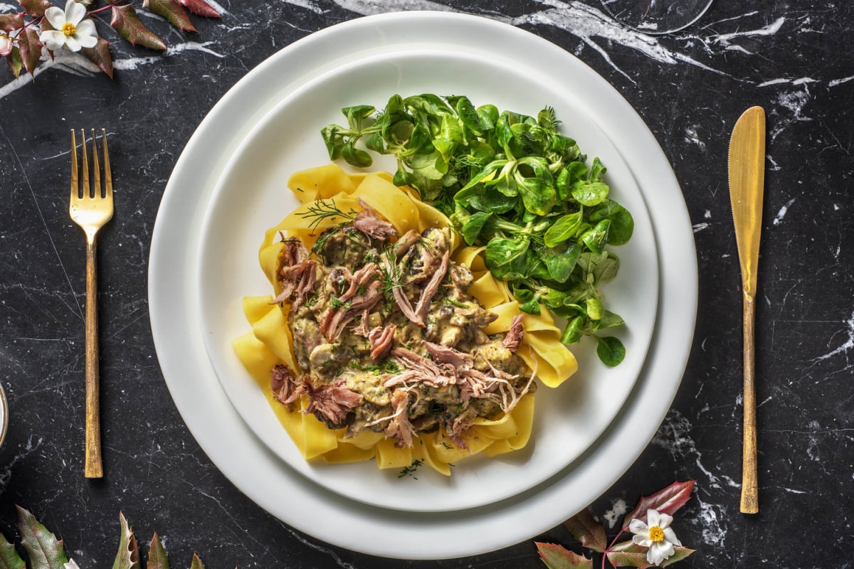 Pappardelle fraîches au poulet confit