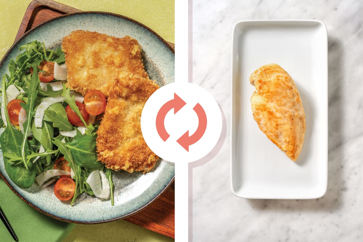 Parmesan Chicken Schnitzels & Garden Salad