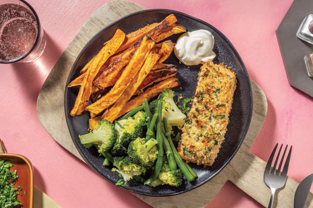 Parsley-Parmesan Crumbed Salmon & Broccoli