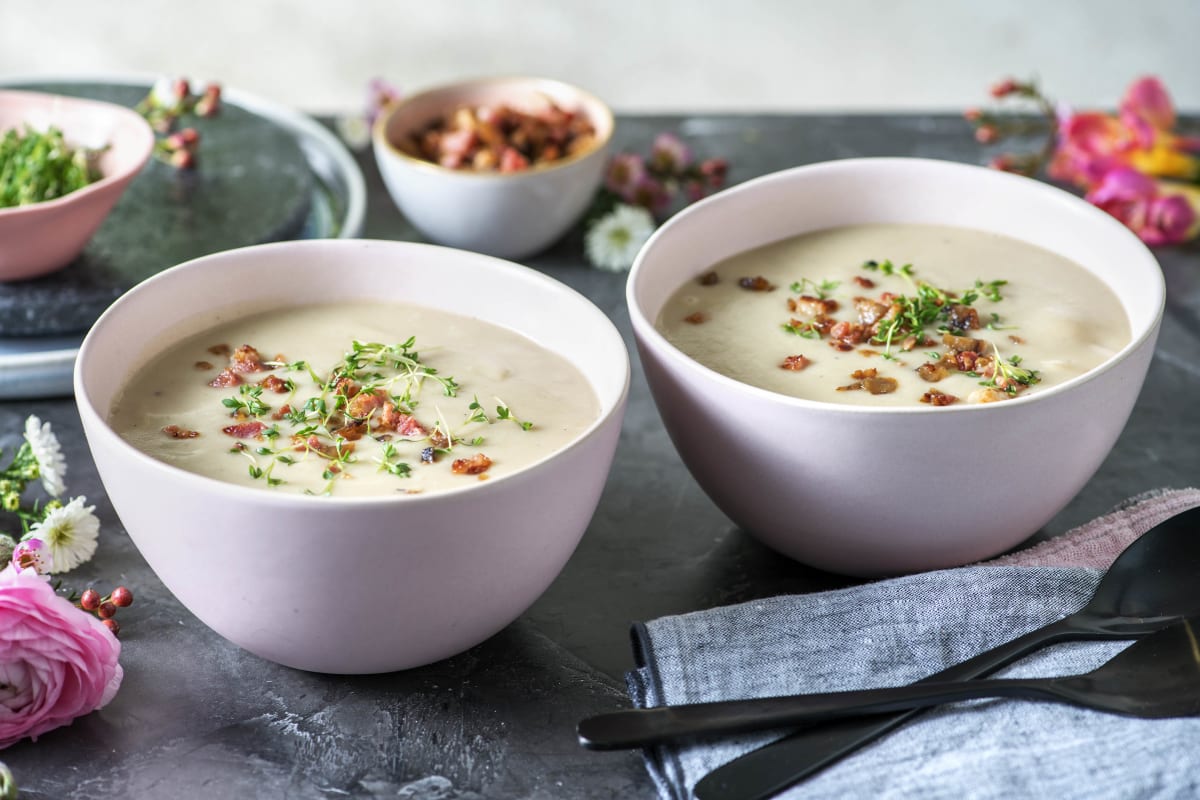 Pastinaken-Maronen-Suppe mit Bacon