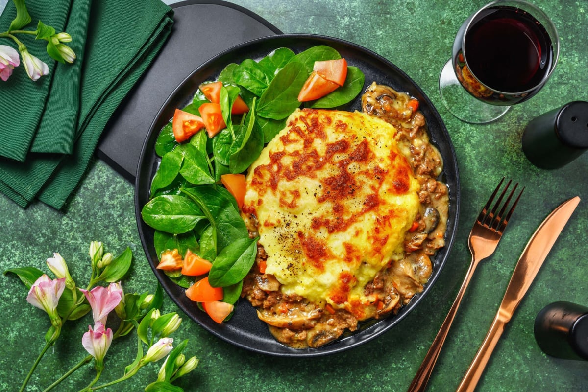 Pâté chinois rustique au bison et aux champignons