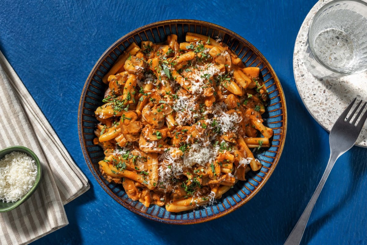 Vegetarische pasta stroganoff