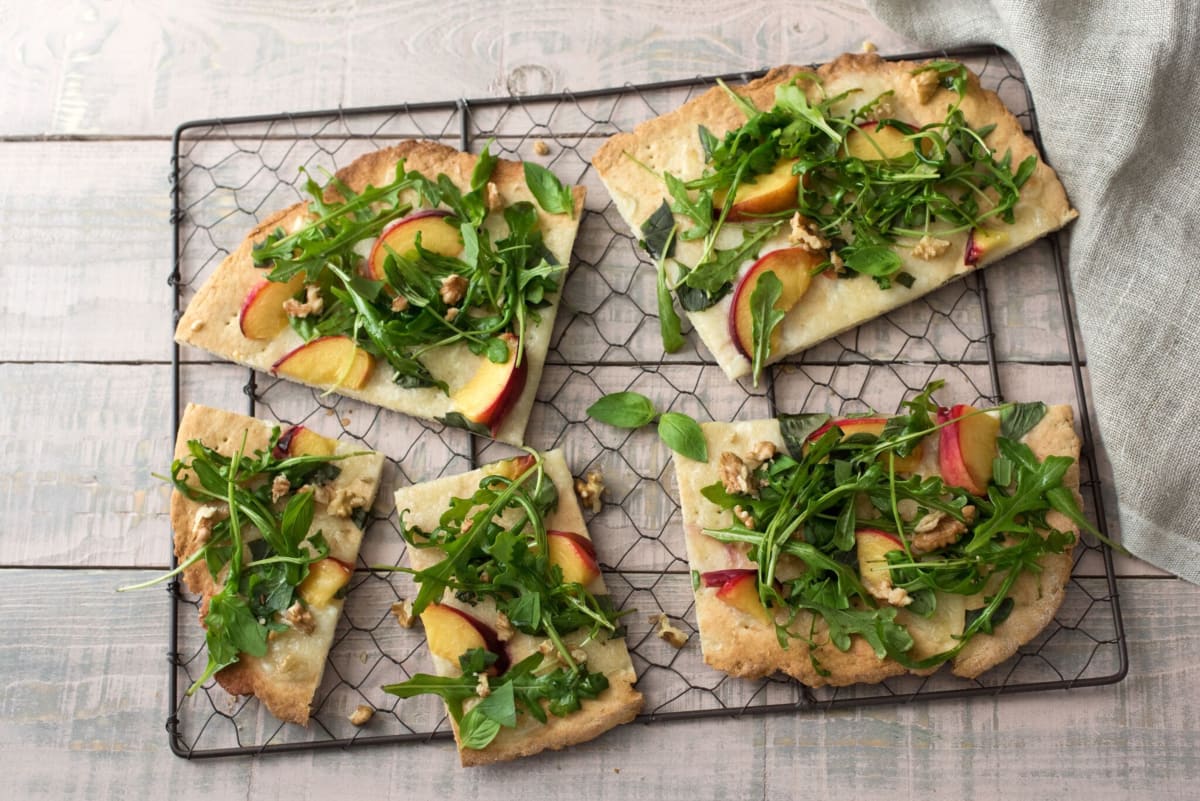 Peach and Mozzarella Flatbread