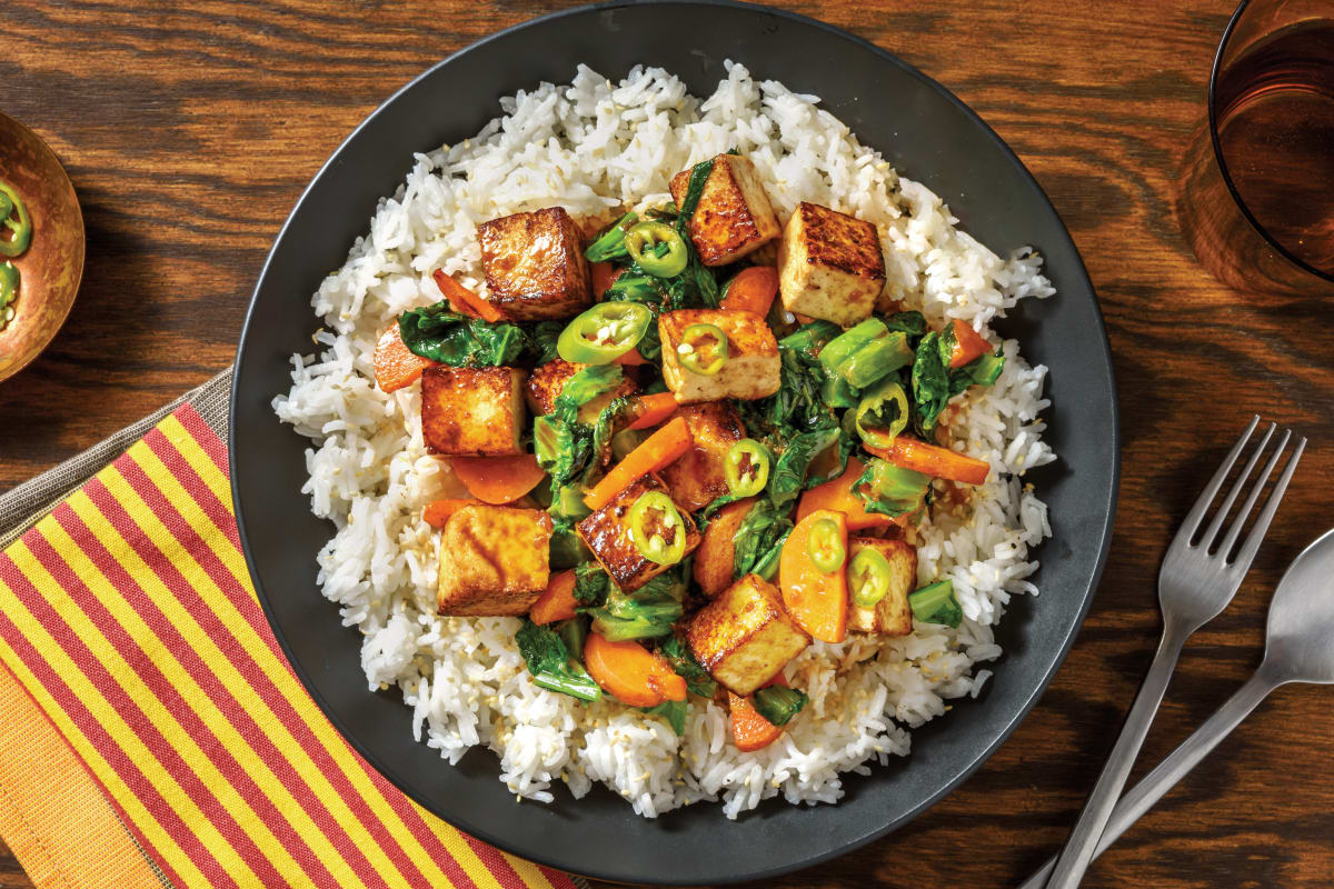 Peking Marinated Tofu & Sesame-garlic Rice Recipe 