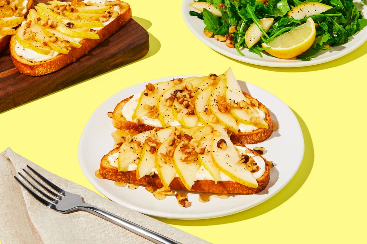 Pear, Ricotta & Hot Honey Toasts