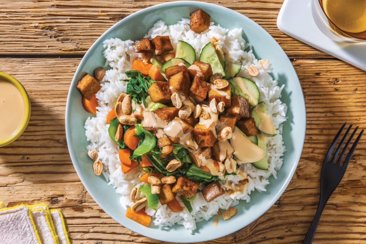 Peking Marinated Tofu & Garlic Rice Bowl