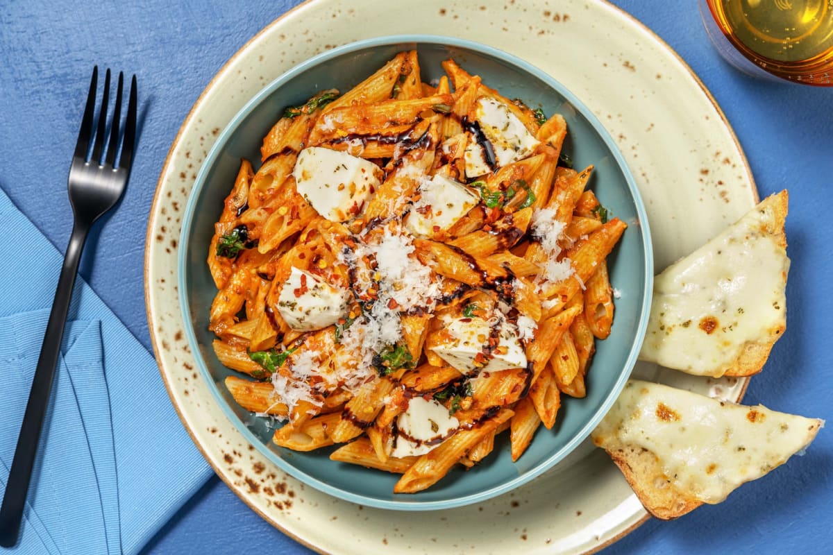 Pennes au pesto de tomates séchées et aux épinards